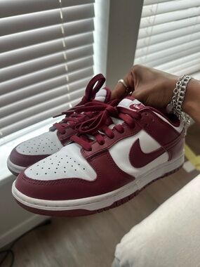 Nike Dunk Sneakers in White and Maroon